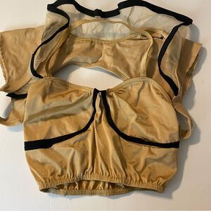Kelle dance costume tan black bolero ruffle jacket corset crop top only MA adult